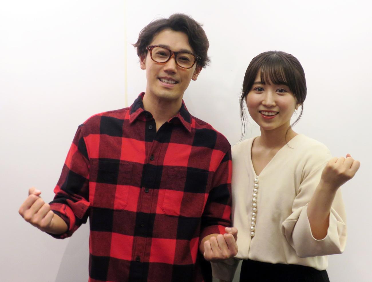 主演ミュージカル「吾輩は狸である」の公開ゲネプロを行った赤西礼保（左）。右は共演の田代明