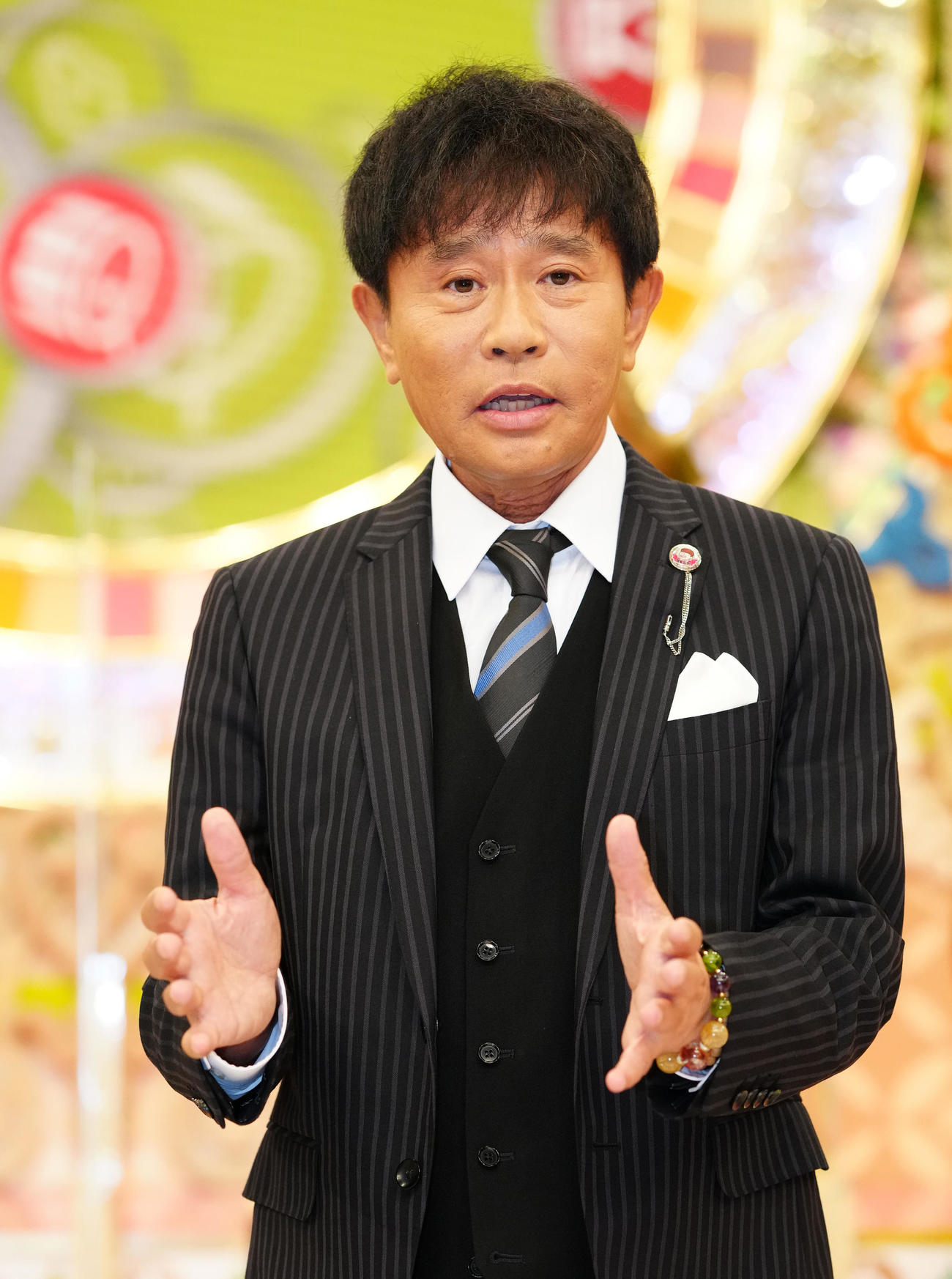 MBS／TBS系全国ネット「プレバト！！」放送開始10周年記念の取材会に臨むMCの浜田雅功（撮影・江口和貴）