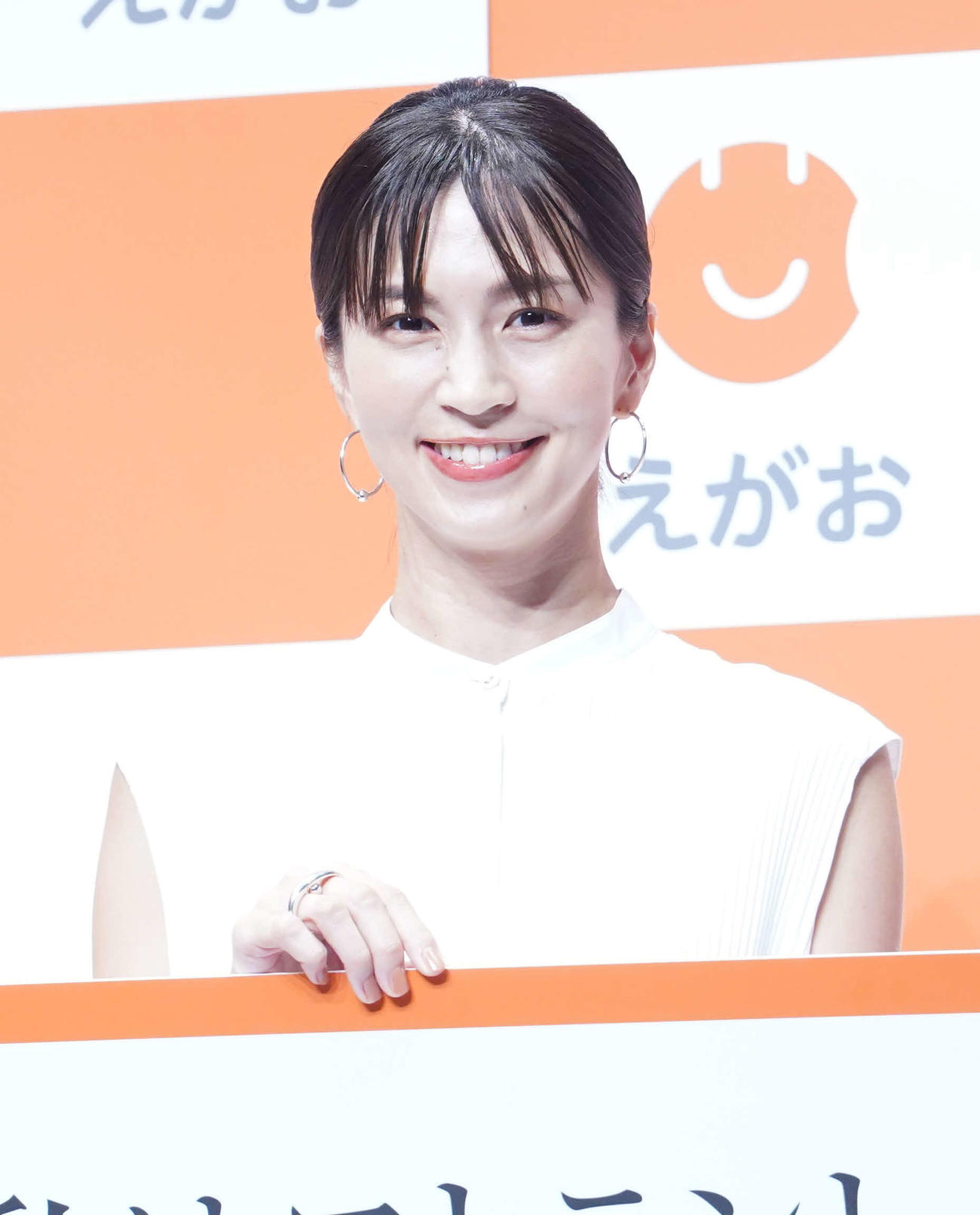株式会社「えがお」の新商品「フトラント」記者発表会に登壇した安田美沙子（撮影・佐藤勝亮）