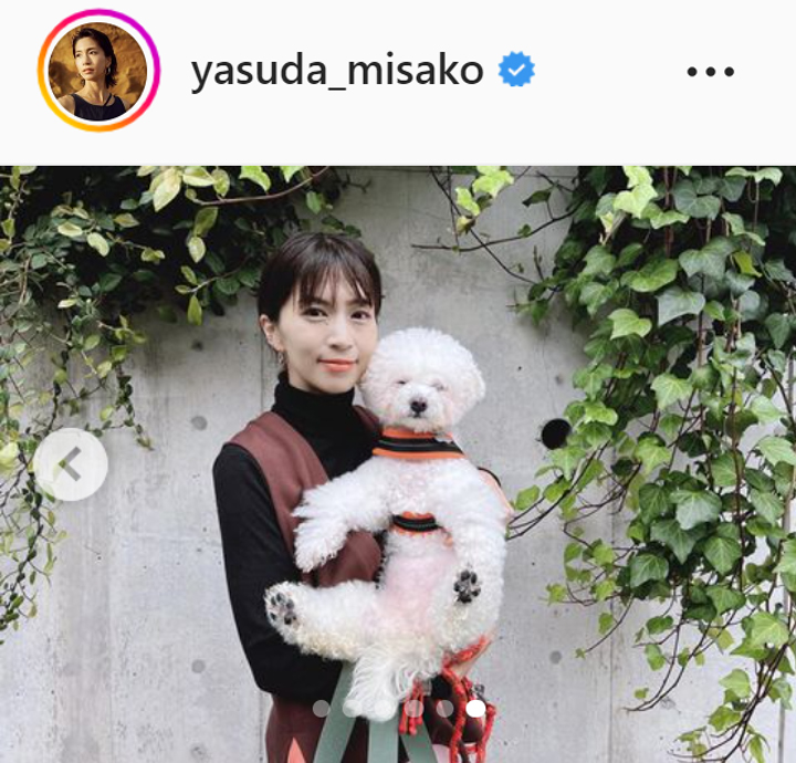 愛犬の「はんな」を抱きかかえる安田美沙子（安田美沙子のインスタグラムより）