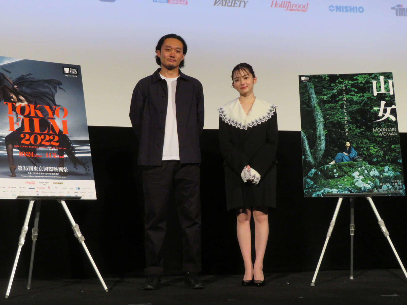 東京国際映画祭で行われた主演映画「山女」質疑応答に登壇した、福永壮志監督と山田杏奈（撮影・村上幸将）