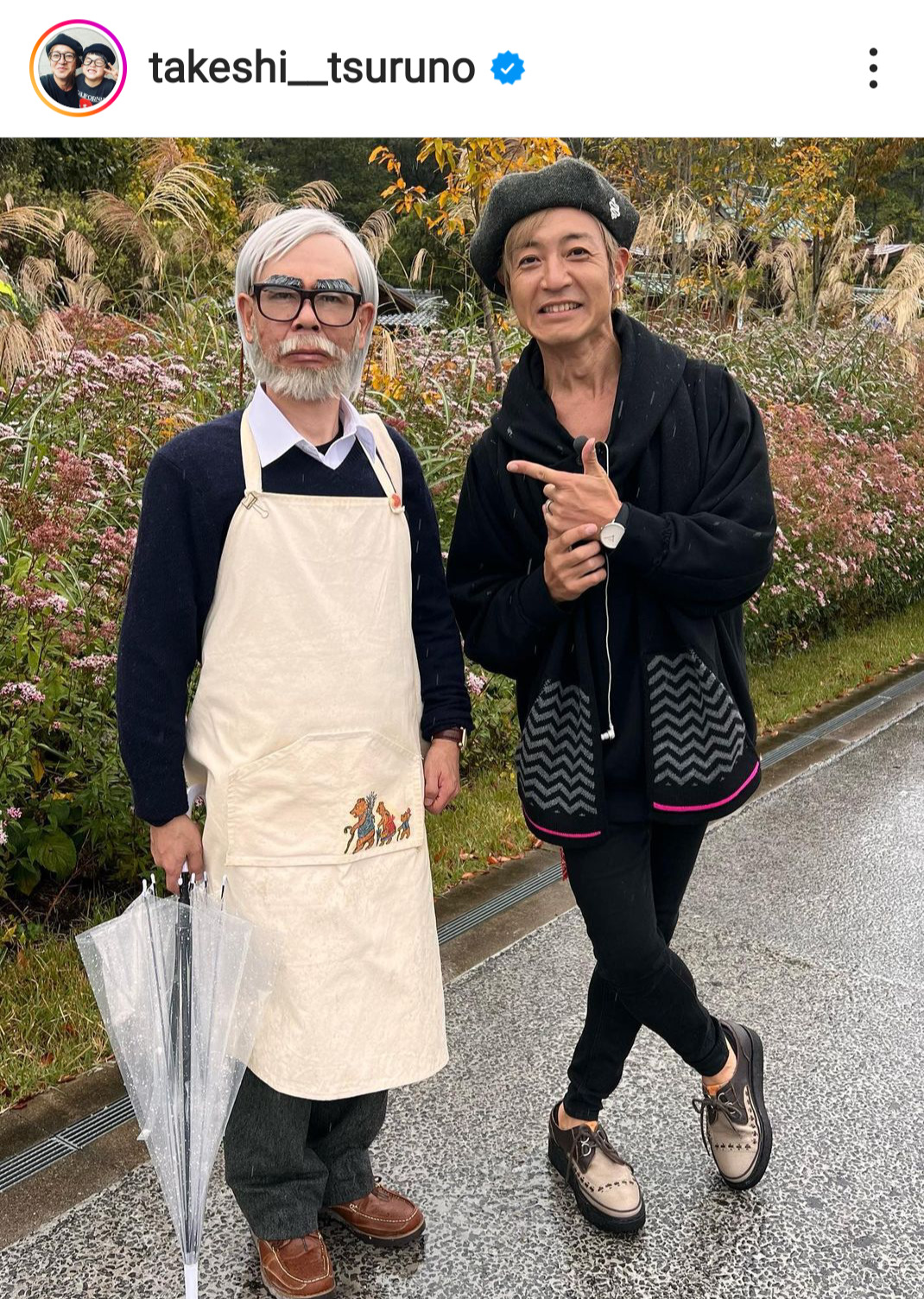 つるの剛士がインスタにアップした宮崎駿氏のそっくりさんとの２ショット