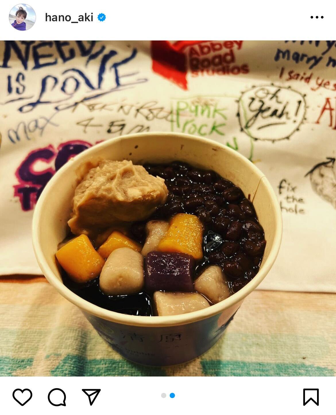 銀座で食べたスイーツの写真を投稿した羽野晶紀（インスタグラムより）