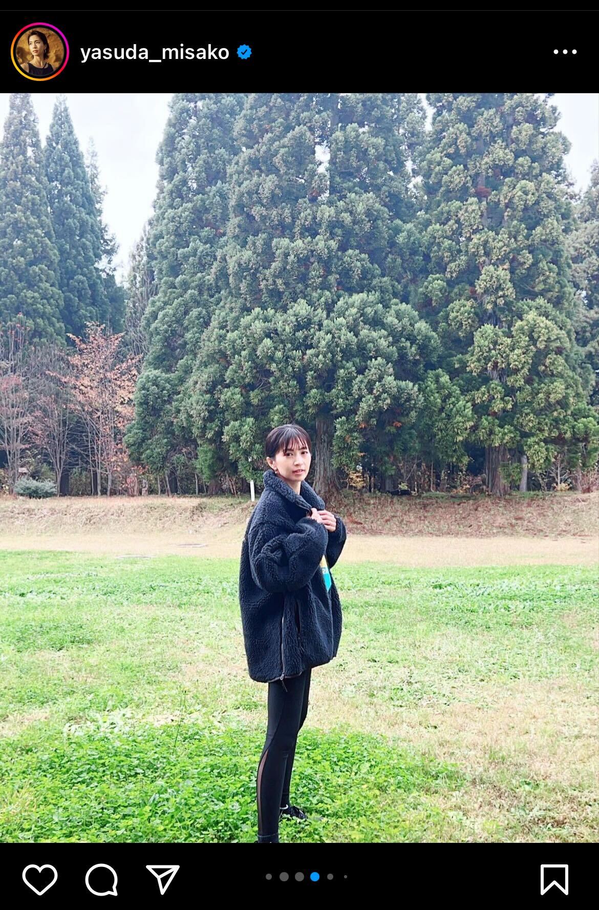 ラン用のウエアを着たショットを公開した安田美沙子（インスタグラムより）