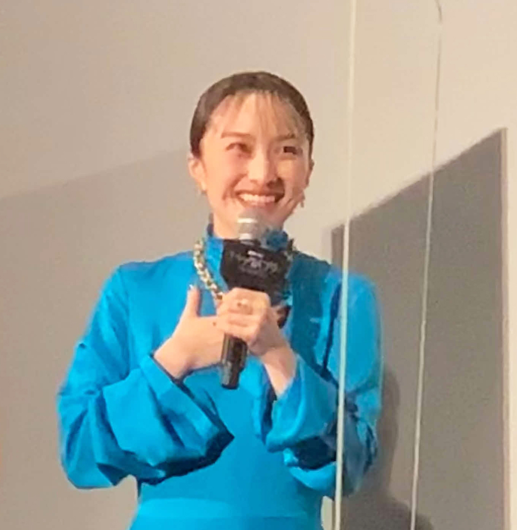 映画「ブラックパンサー／ワカンダ・フォーエバー」の完成披露試写会に出席したももいろクローバーZの百田夏菜子（撮影・松尾幸之介）