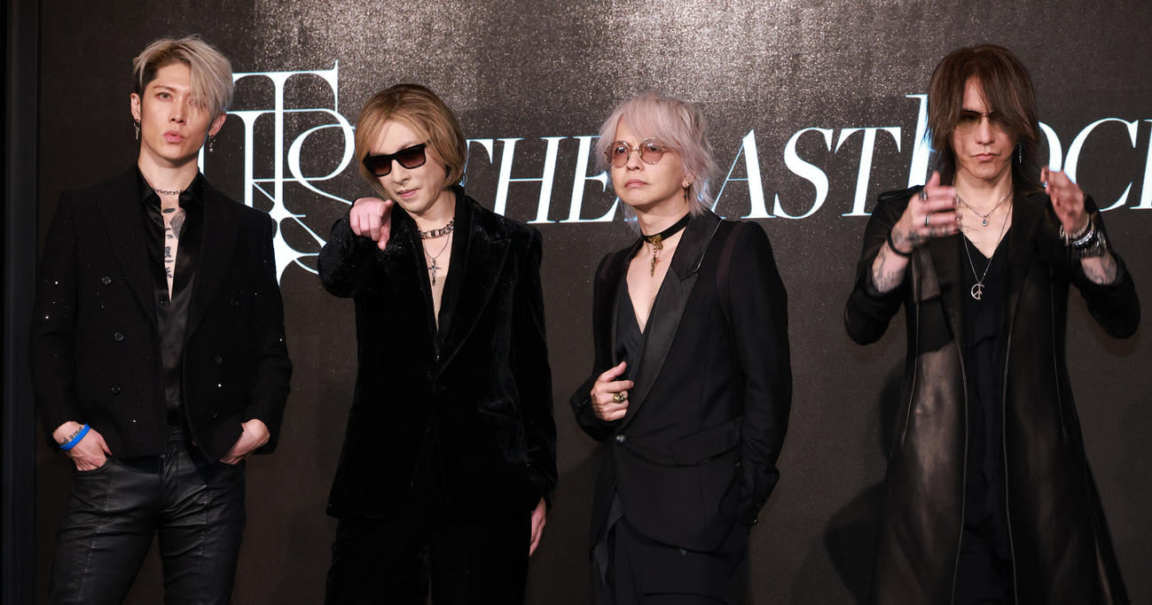 「THE LAST ROCKSTARS」結成発表会見を行った、左からMIYAVI、YOSHIKI、HYDE、SUGIZO（撮影・中島郁夫）