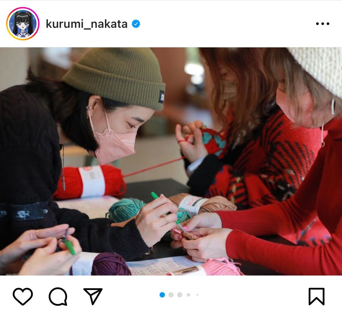ワークショップを開催を報告した中田クルミ（インスタグラムより）
