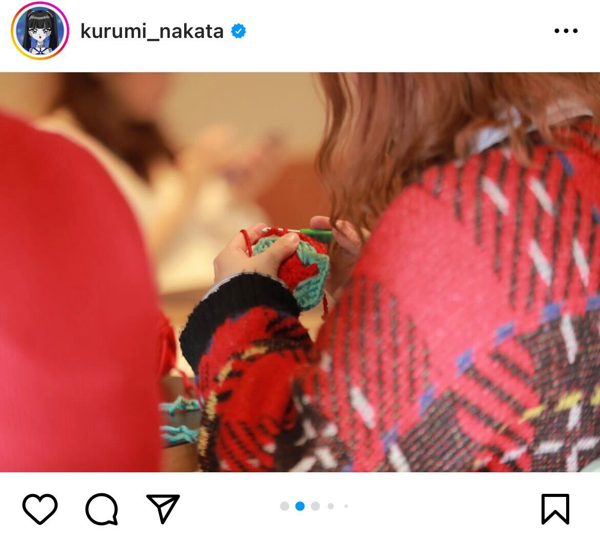 ワークショップを開催を報告した中田クルミ（インスタグラムより）