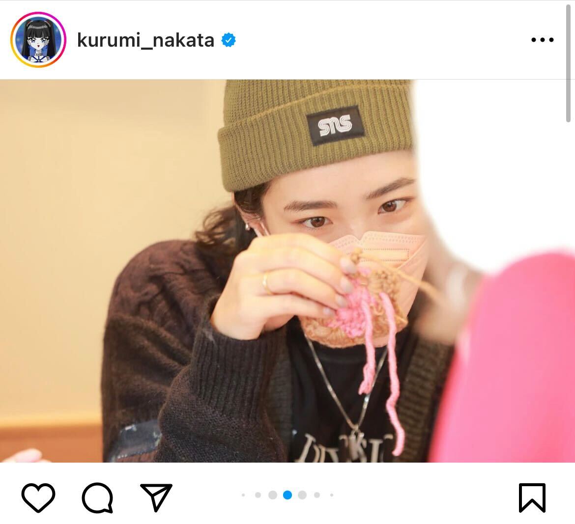 ワークショップを開催を報告した中田クルミ（インスタグラムより）