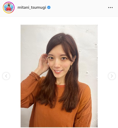 前髪を切る前の三谷紬アナ（三谷紬アナのインスタグラムより）
