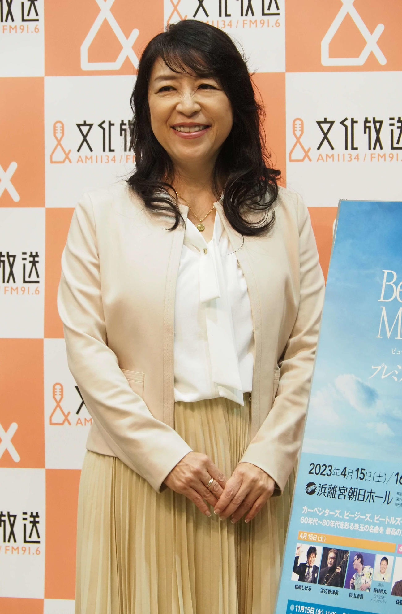 文化放送社長会見に出席した小野リサ（撮影・遠藤尚子）