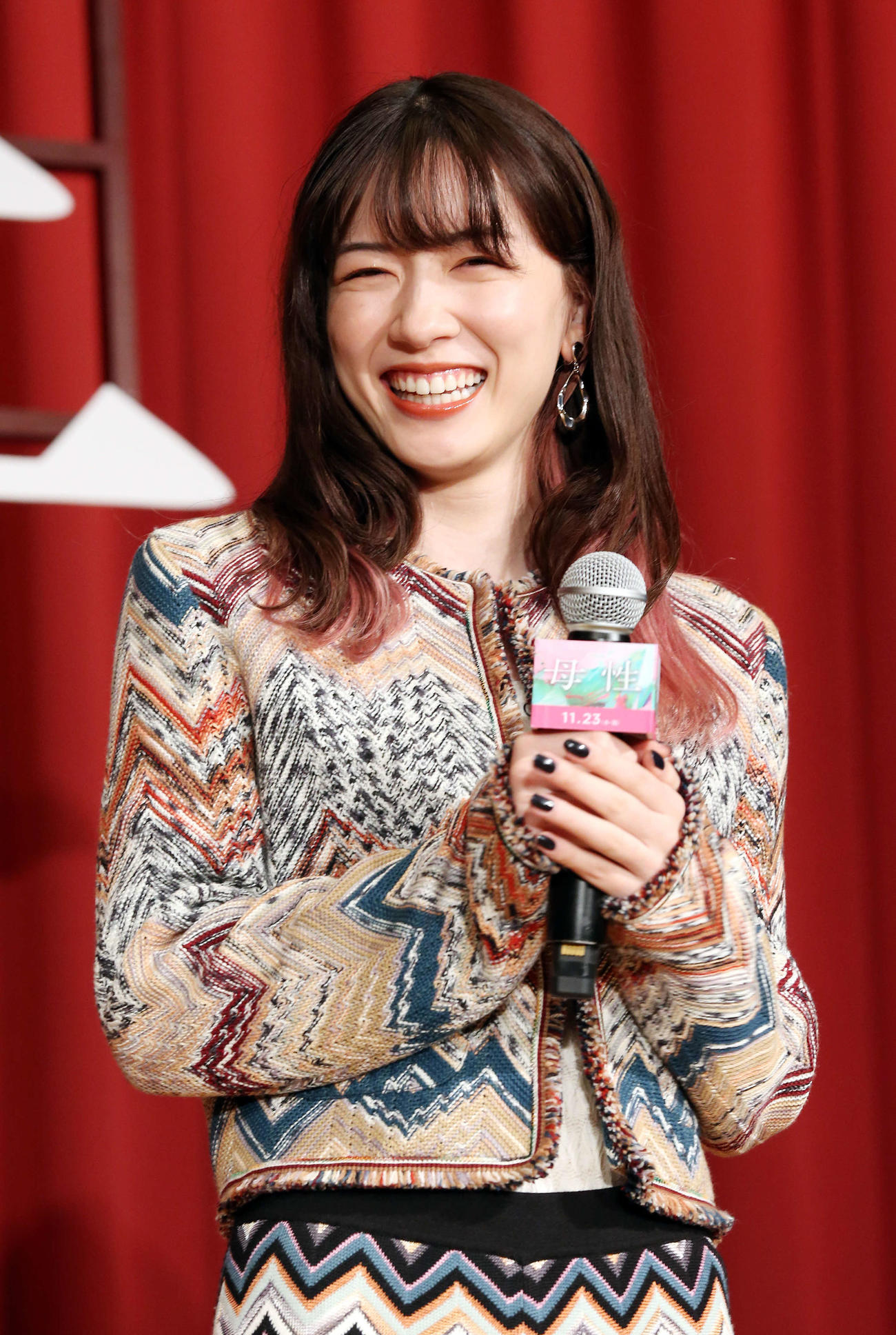 映画「母性」公開直前イベント　笑顔の永野芽郁（撮影・宮地輝）