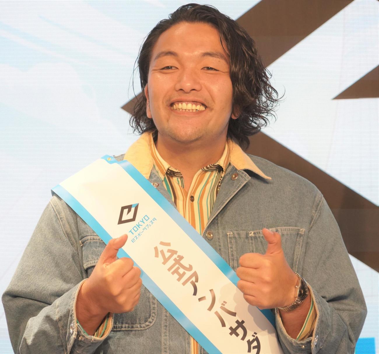 東京eスポーツフェスタ2023のPRプレイベントに出席したお笑いコンビ、見取り図の盛山晋太郎（撮影・佐藤成）