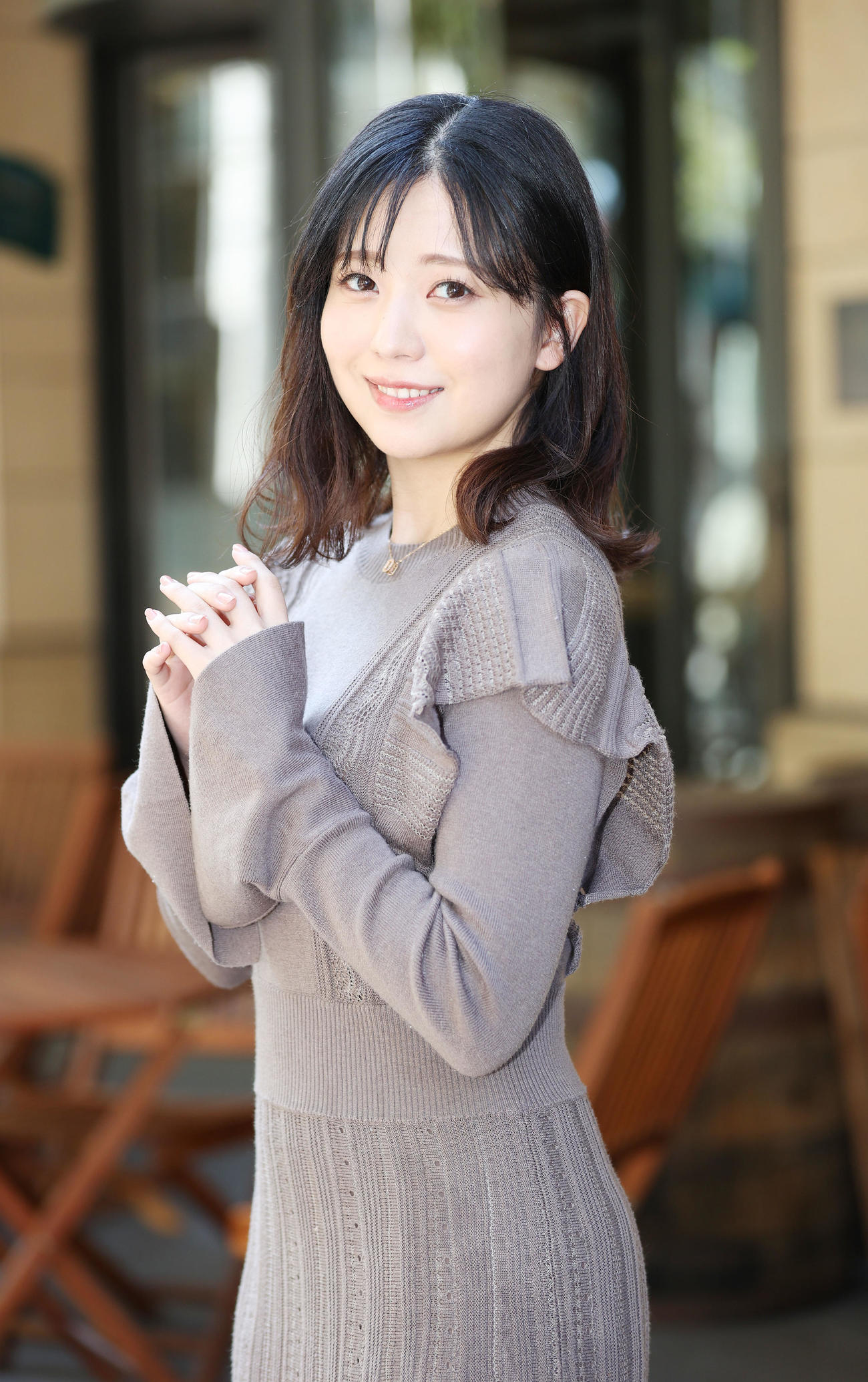 美しい笑みの熊谷彩春（撮影・宮地輝）