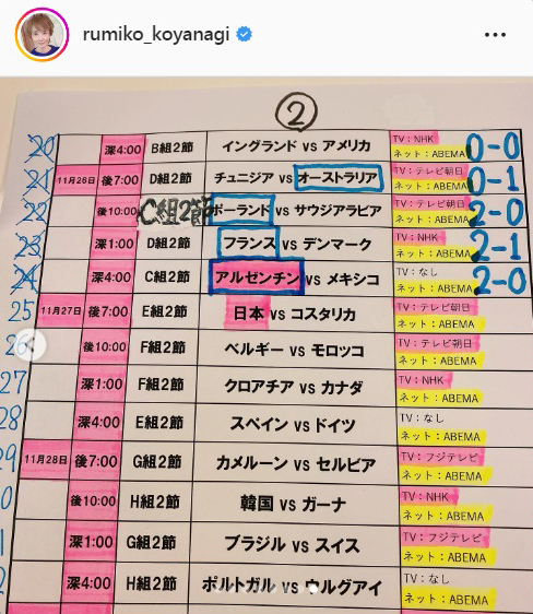 小柳ルミ子のインスタグラムより