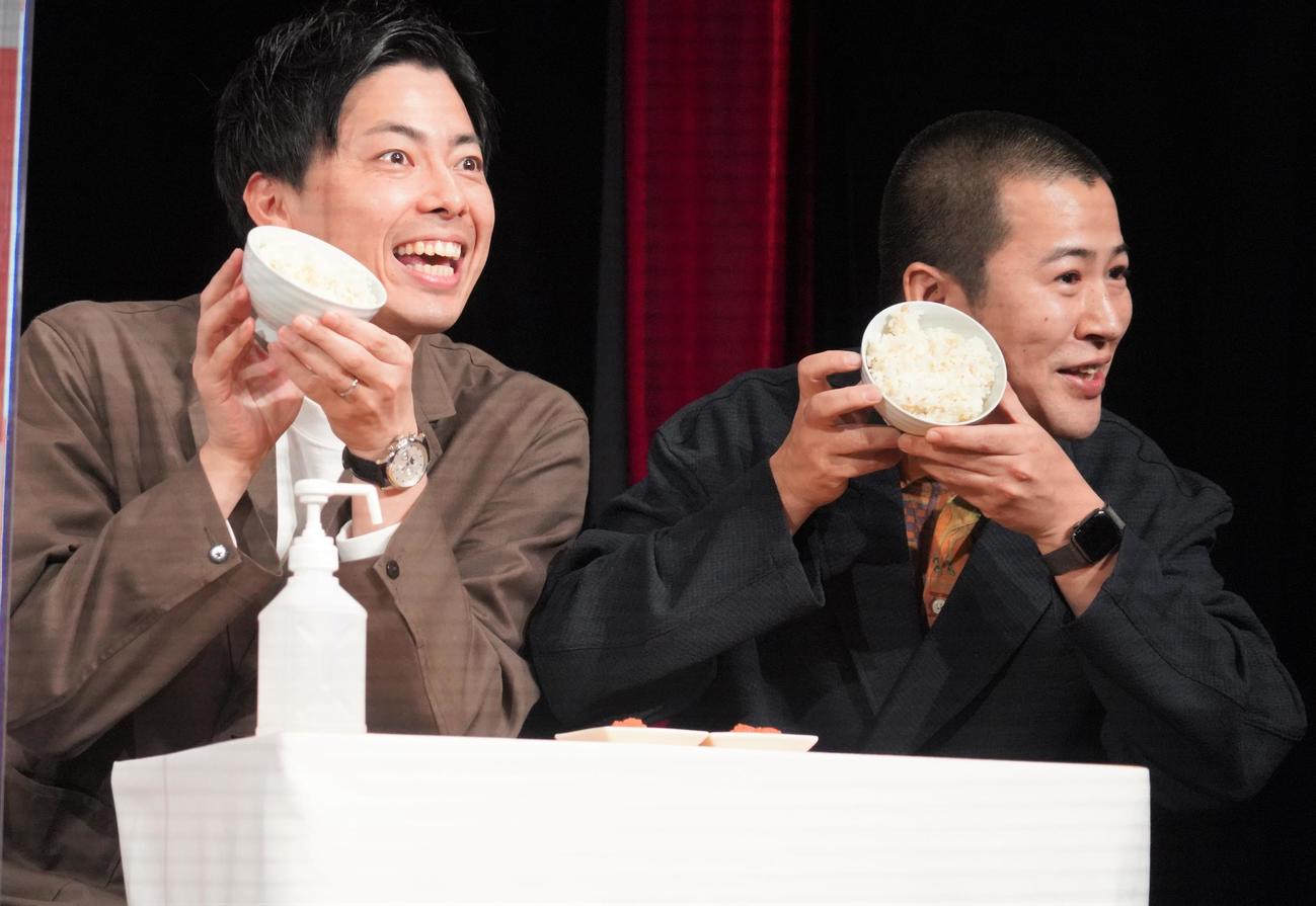 コットン西村真二（左）ときょん（22年10月撮影）