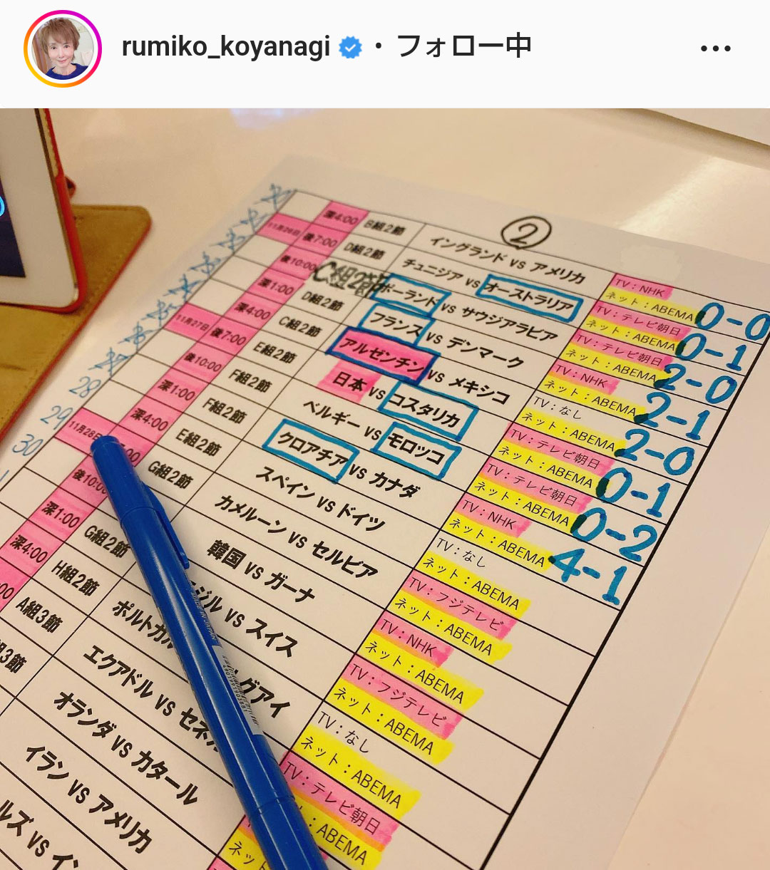 小柳ルミ子のインスタグラムより