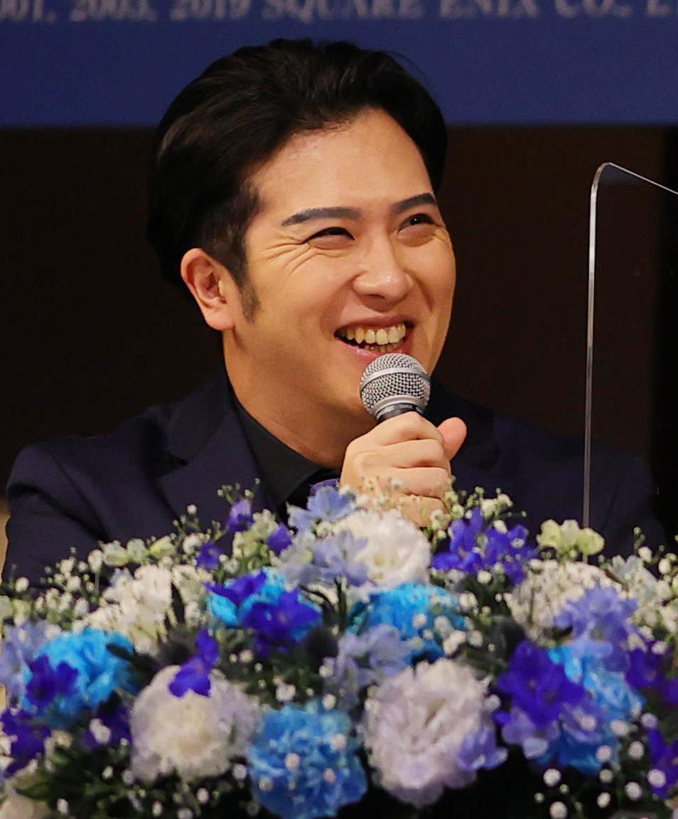新作歌舞伎「ファイナルファンタジーX」制作発表会で笑顔を見せる尾上松也（撮影・野上伸悟）