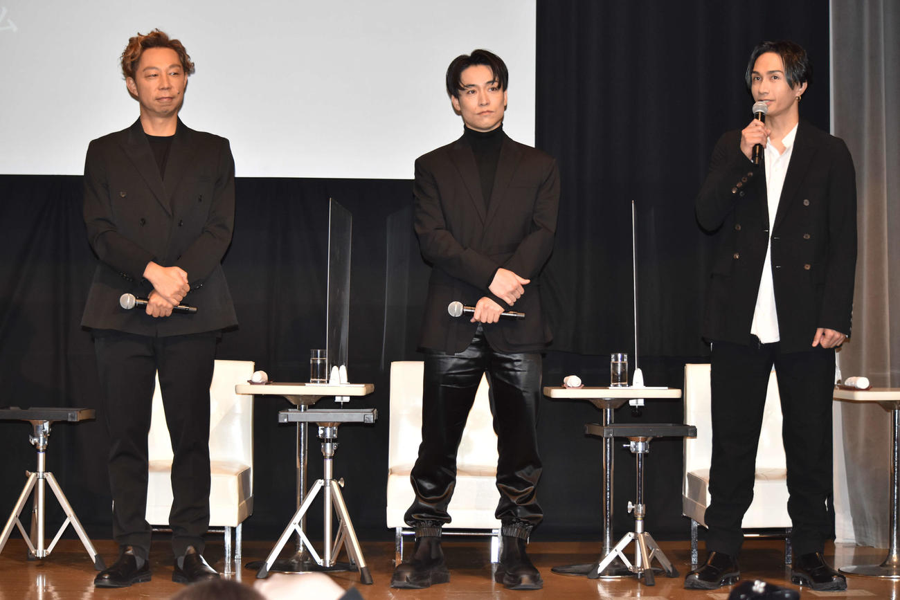 来年1月開催の「ふるさと祭り東京2023」の発表会見に参加する、左からEXILE USA、EXILE TETSUYA、EXILE橘ケンチ