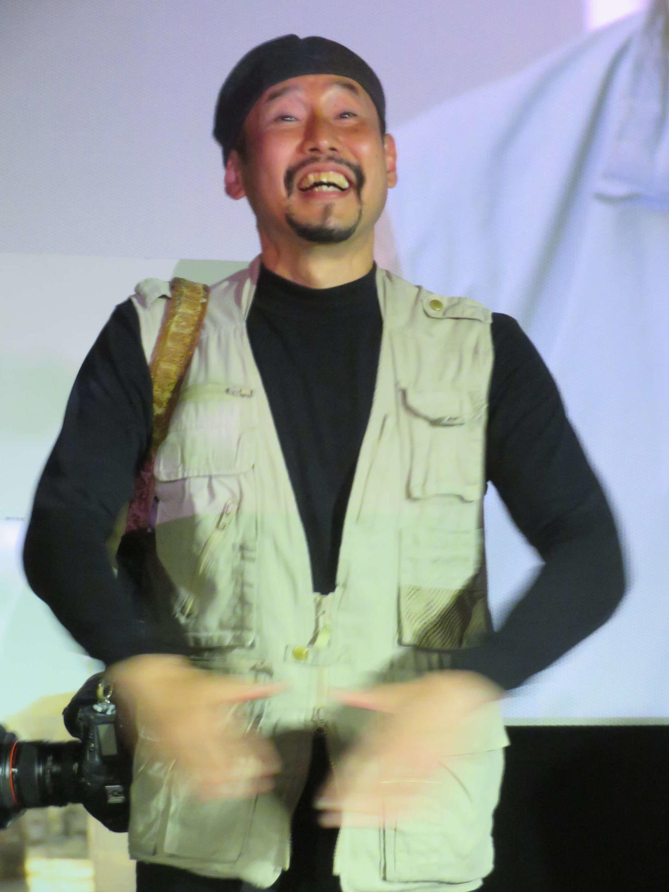ドキュメンタリー映画「戦場記者」公開直前イベントに参加した渡部陽一氏（撮影・村上幸将）