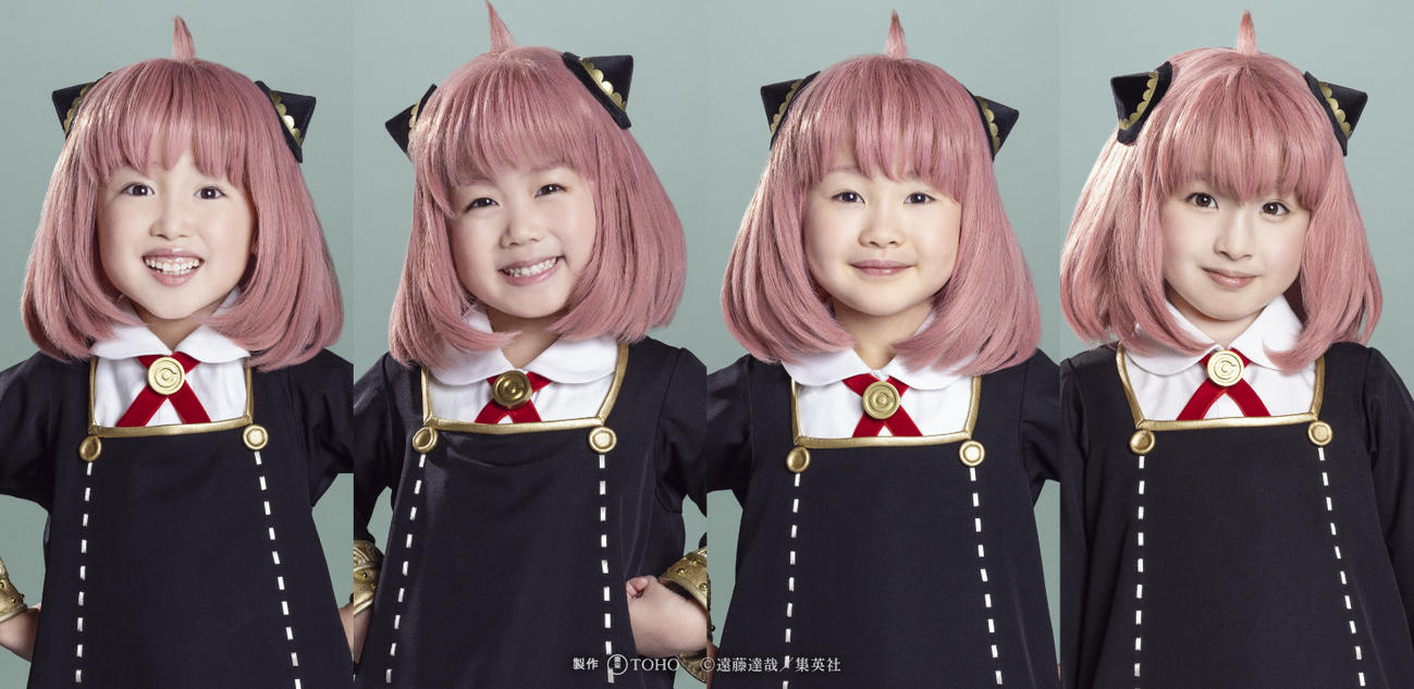 ミュージカル「SPY×FAMILY」でアーニャ役を演じるクワトロキャストたち。左から、池村碧彩、井澤美遥、福地美晴、増田梨沙（製作・東宝）（C）遠藤達哉／集英社