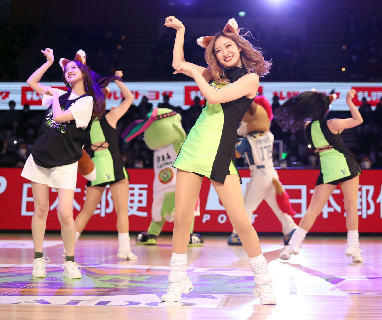 レバンガ北海道対広島　「きつねダンス」を披露するパシスタスピリッツ（撮影・佐藤翔太）