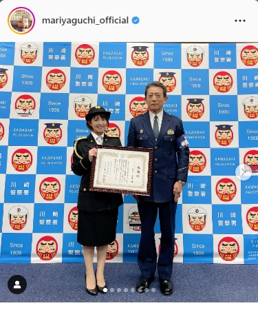 一日警察署長を務めた矢口真里（インスタグラムより）