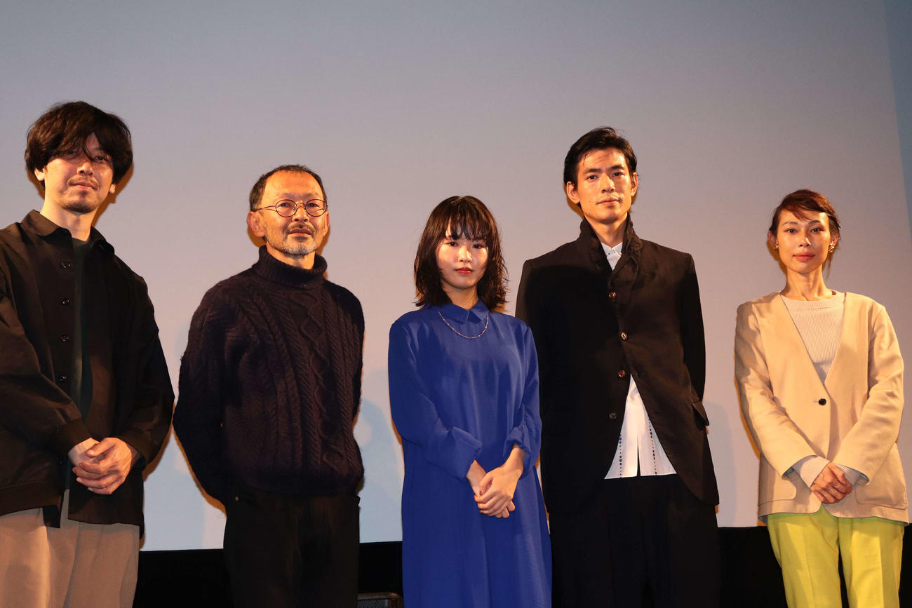 映画「さいはて」公開決定イベントに登壇した、梅田誠弘、越川監督、北澤響、中島歩、河野知美（撮影・加藤理沙）