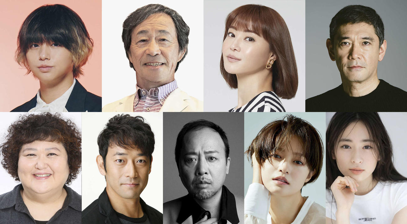 テレビ東京系1月期ドラマ「ダ・カーポしませんか？」の出演者たち。上段左から伊野尾慧、武田鉄矢、観月ありさ、杉本哲太、下段左から平田敦子、迫田孝也、マキタスポーツ、小林涼子、長谷川百々花