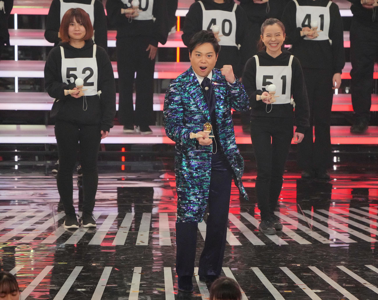 「夢追い人～第6回けん玉世界記録への道～」で3年連続ギネス記録を達成する三山ひろし（撮影・垰建太）
