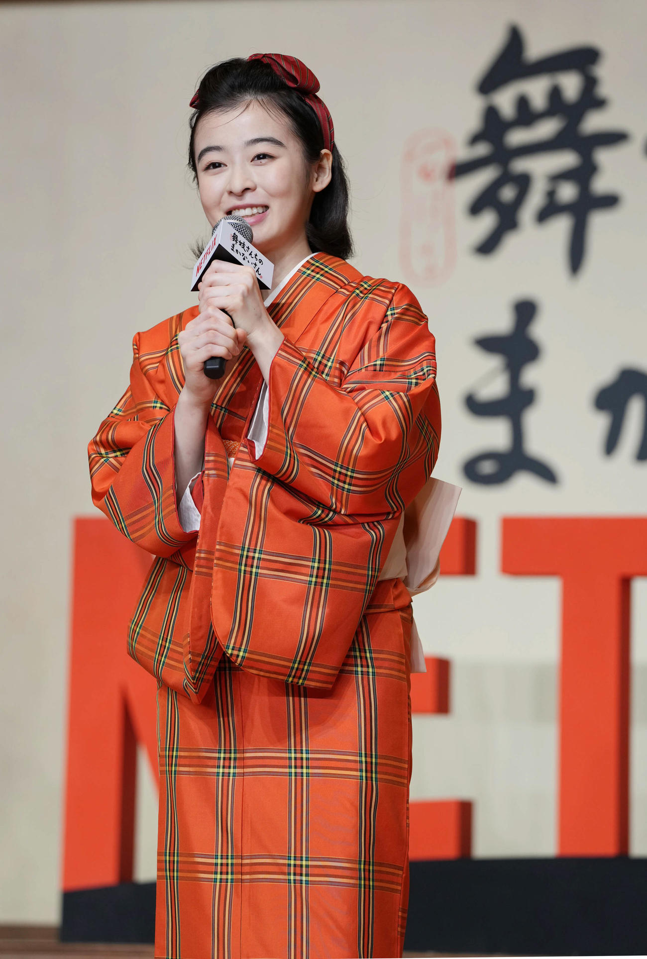 Netflixシリーズ「舞妓さんちのまかないさん」配信記念プレミアイベントに臨む森七菜（撮影・小沢裕）
