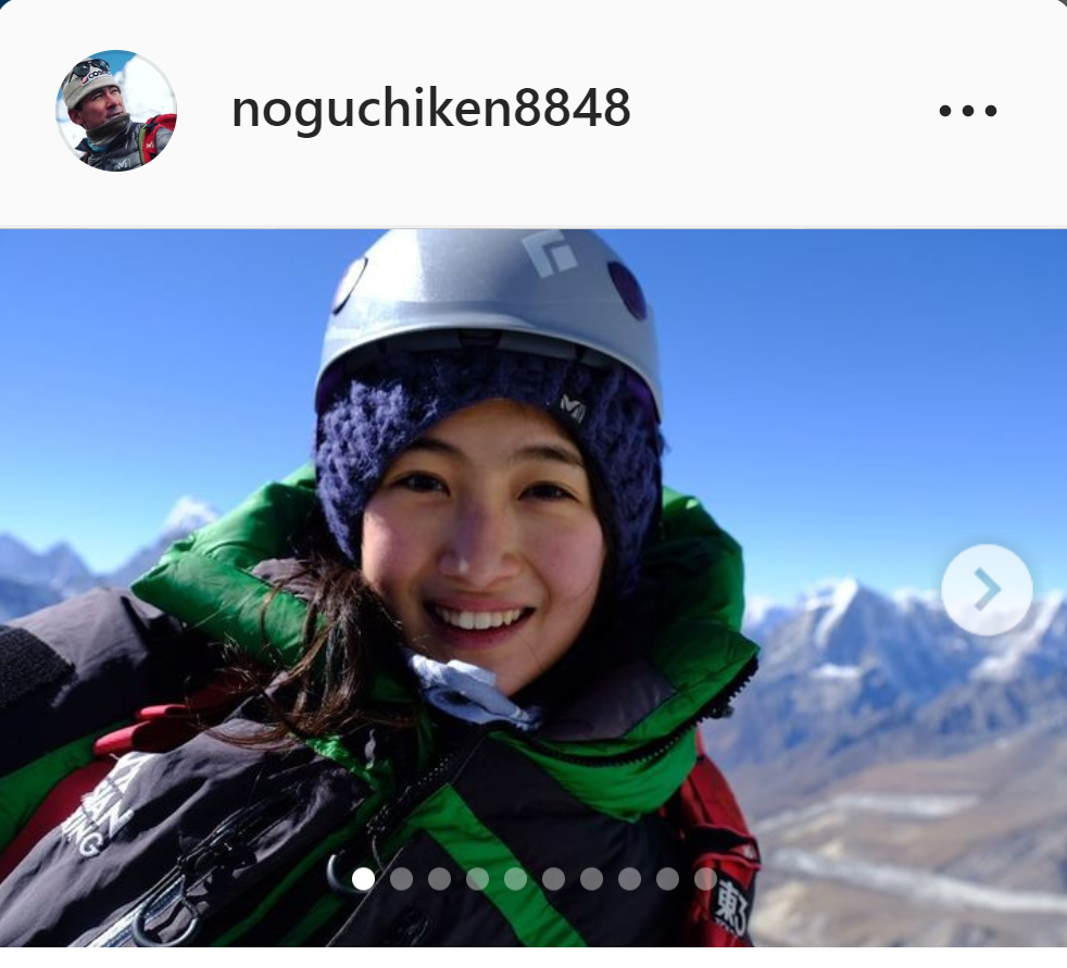 ヒマラヤのアイランドピーク登頂に成功した野口健氏の長女の絵子さん（インスタグラムより）