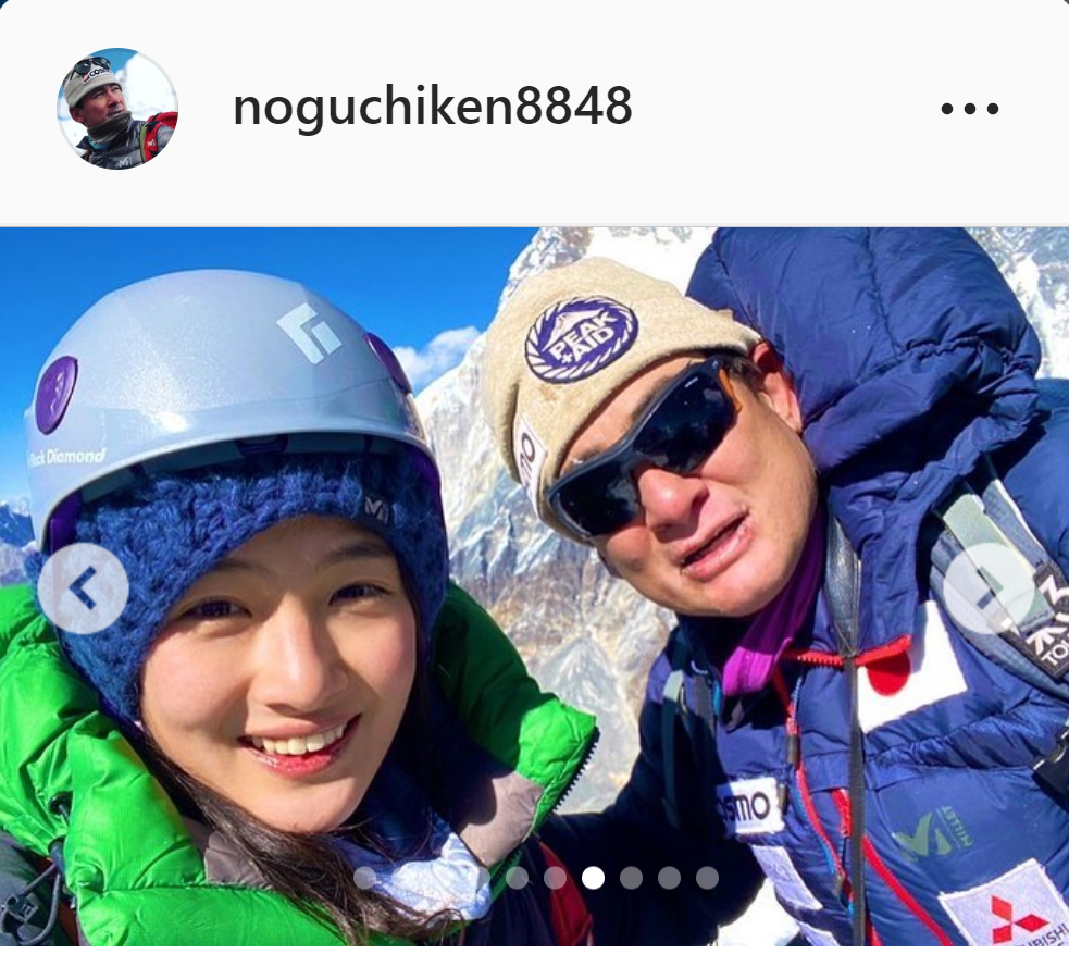 ヒマラヤのアイランドピーク登頂に成功した野口健氏と長女の絵子さん（インスタグラムより）