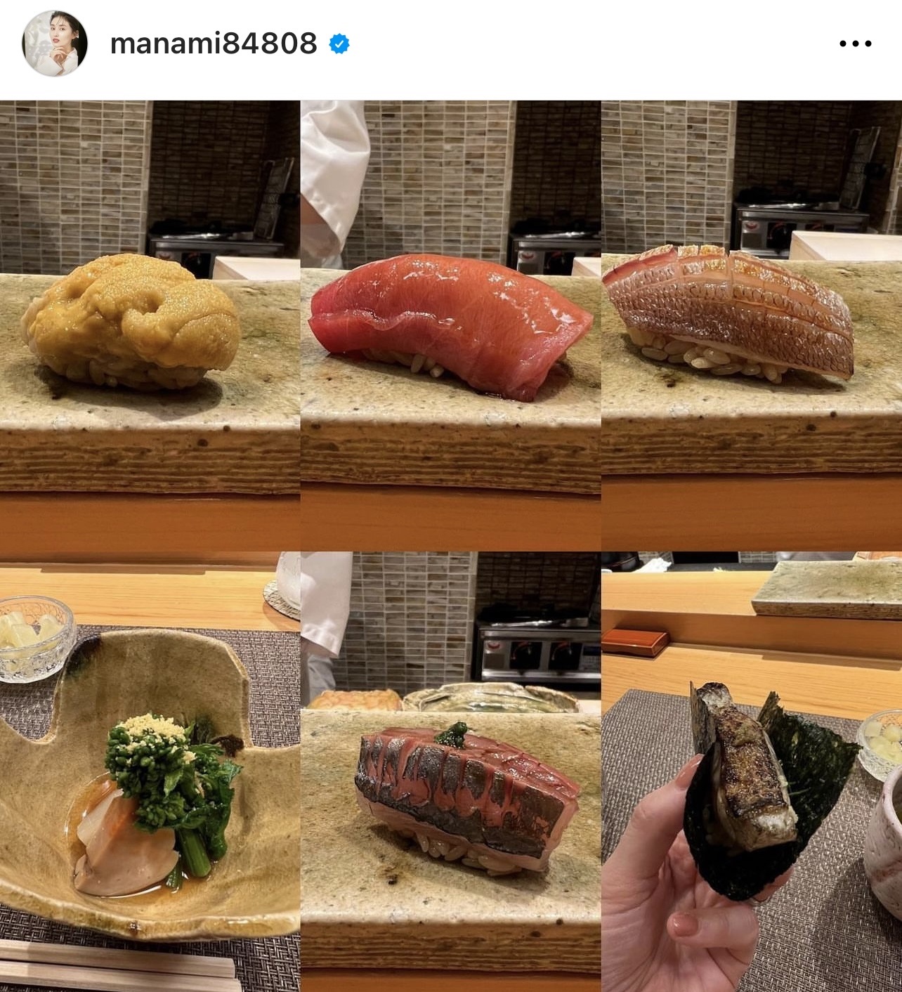 銀座のすし店を貸し切って家族会を楽しんだ橋本マナミ（橋本マナミのインスタグラムより）