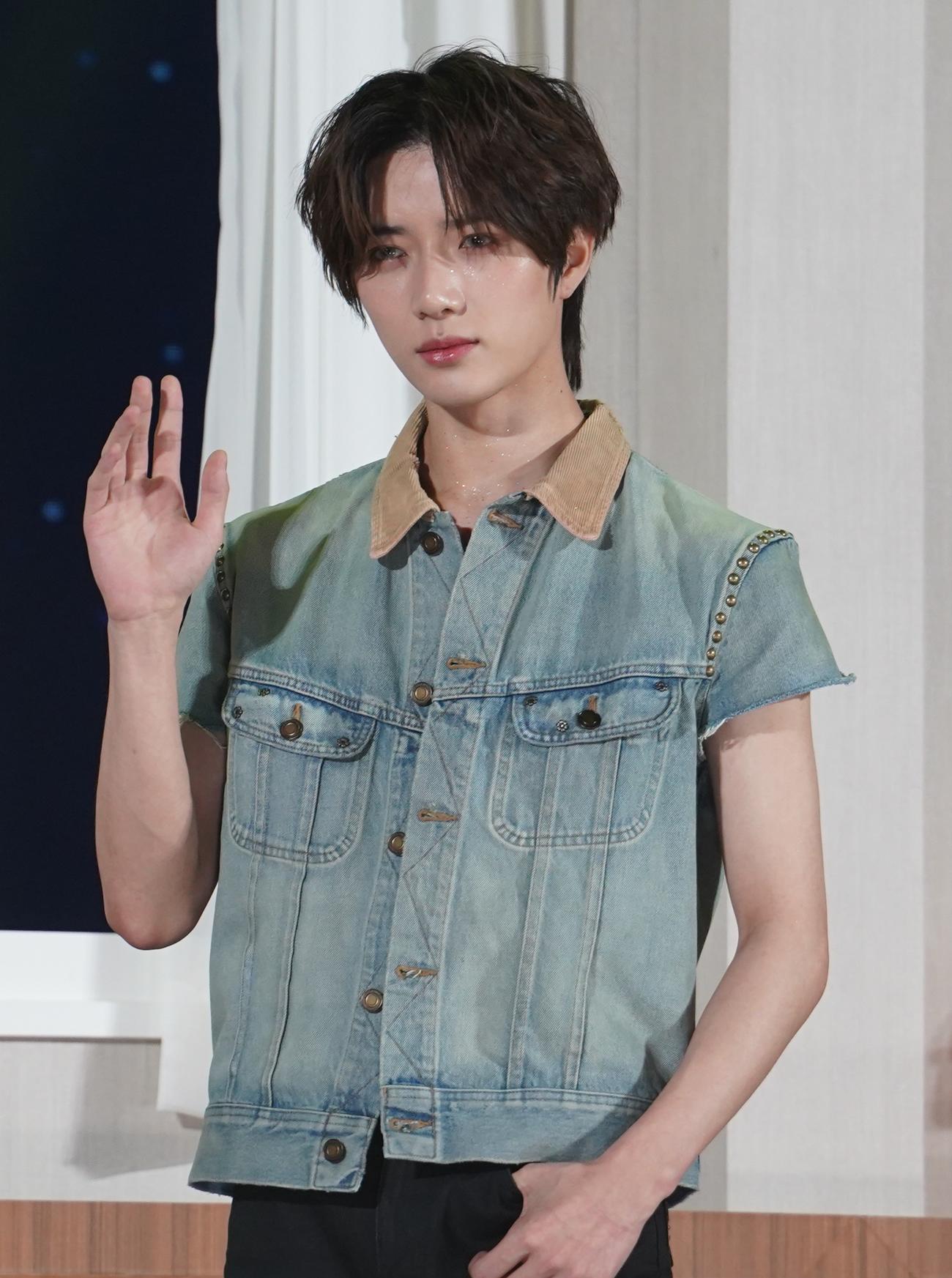 メディアショーケースを行った、TOMORROW X TOGETHERのBEOMGYU（撮影・佐藤勝亮）