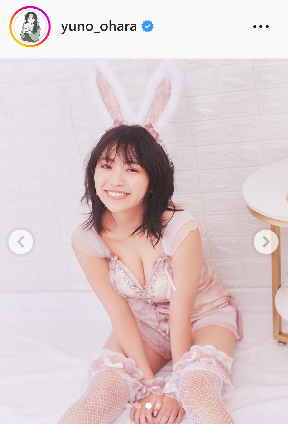 うさぎコスプレを披露した大原優乃（インスタグラムより）