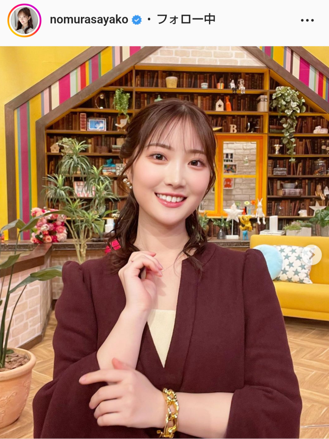 野村彩也子アナのインスタグラムより