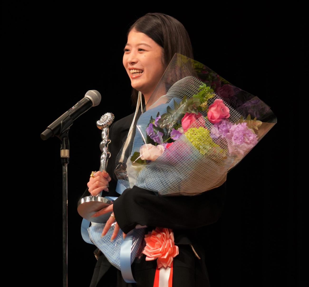 第44回ヨコハマ映画祭で最優秀新人賞を受賞した馬場ふみか（撮影・佐藤成）