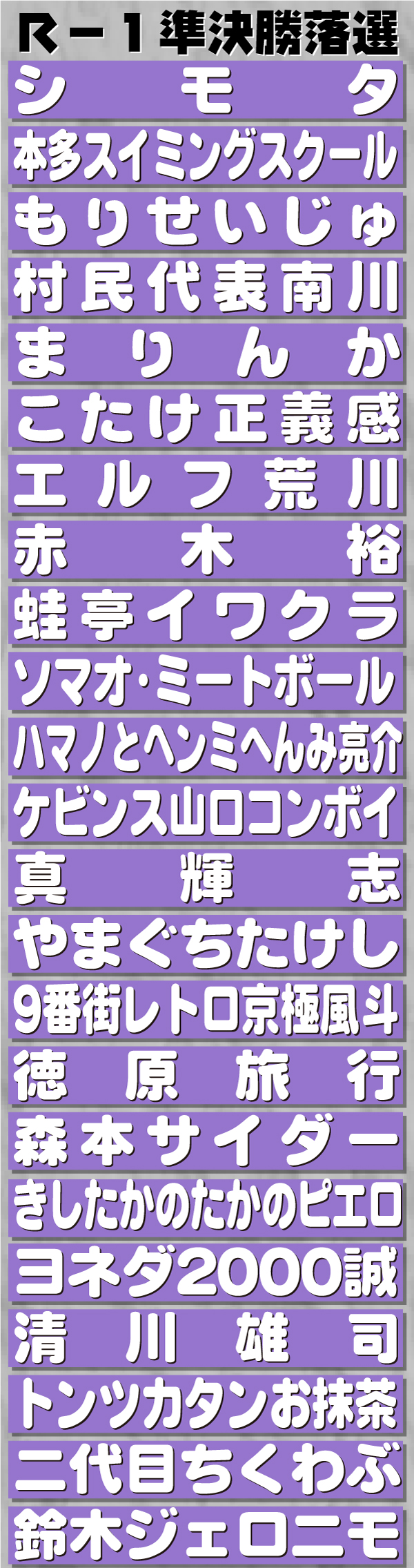 【イラスト】Ｒ－１準決勝で敗退一覧