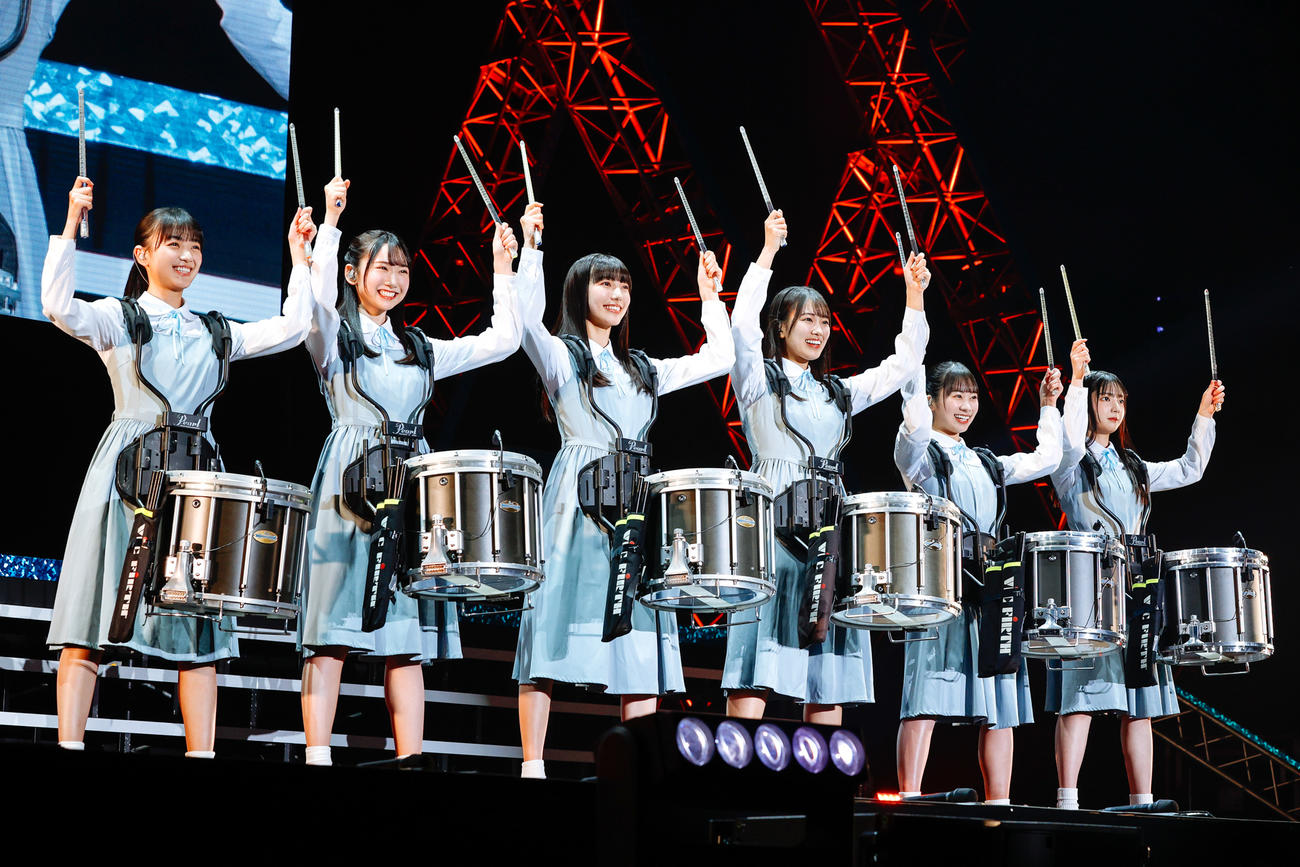 日向坂46四期生初の単独イベント「おもてなし会」に出演した（左から）平尾帆夏、藤嶌果歩、小西夏菜実、清水理央、石塚瑶季、竹内希来里