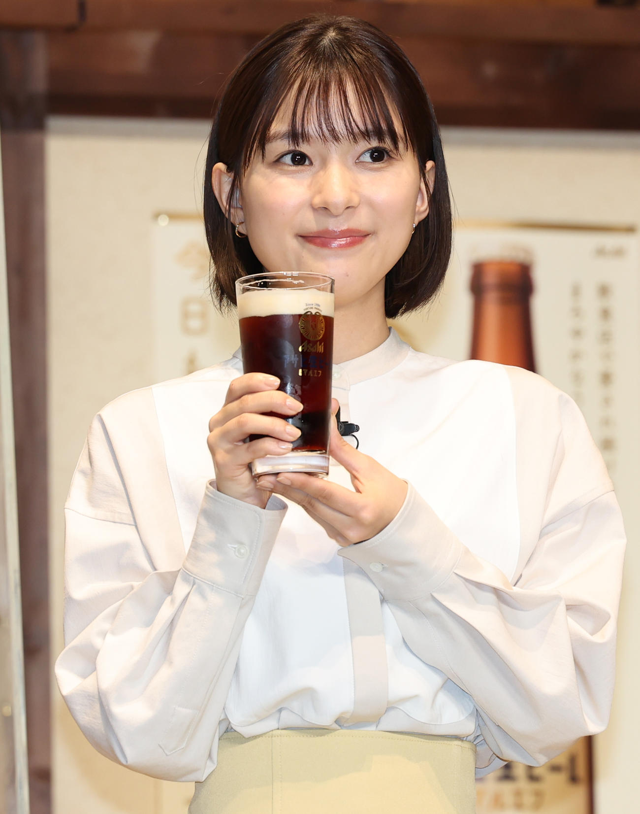 「アサヒ生ビール」新CM発表会に出席した