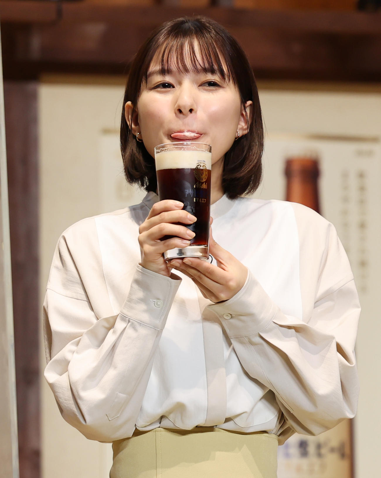 「アサヒ生ビール」新CM発表会に出席した