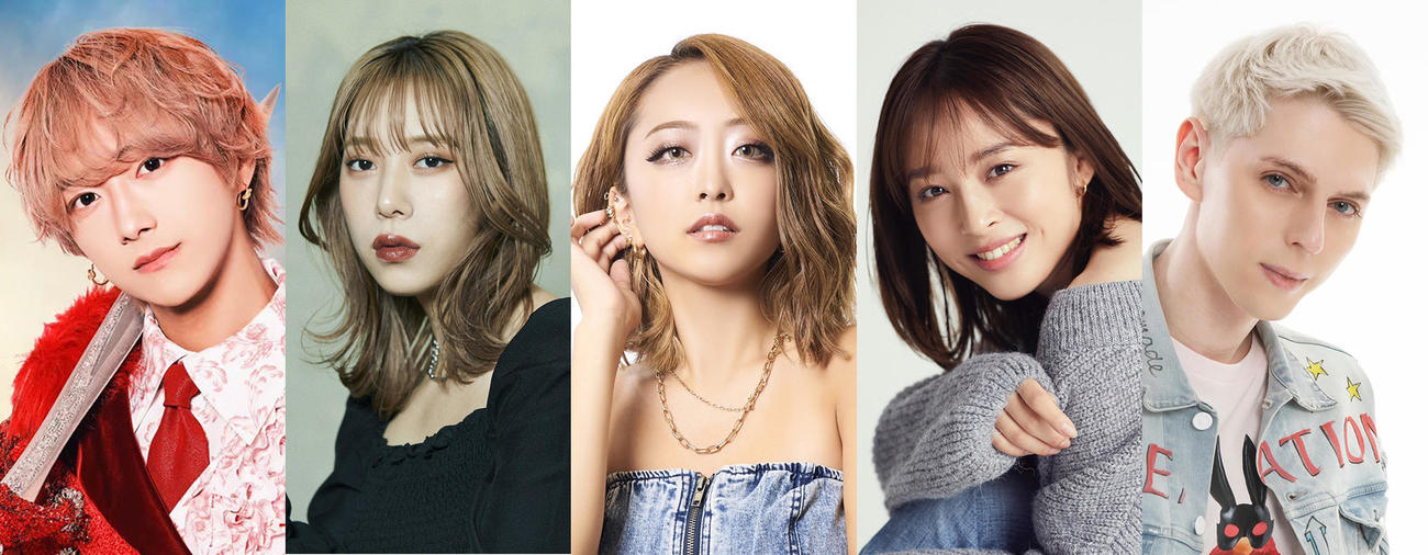 「ReC」に出演する、椚三波斗（9bic）、タナカガ（パパラピーズ）、みりちゃむ、神部美咲、小原ブラス（C）フジテレビ