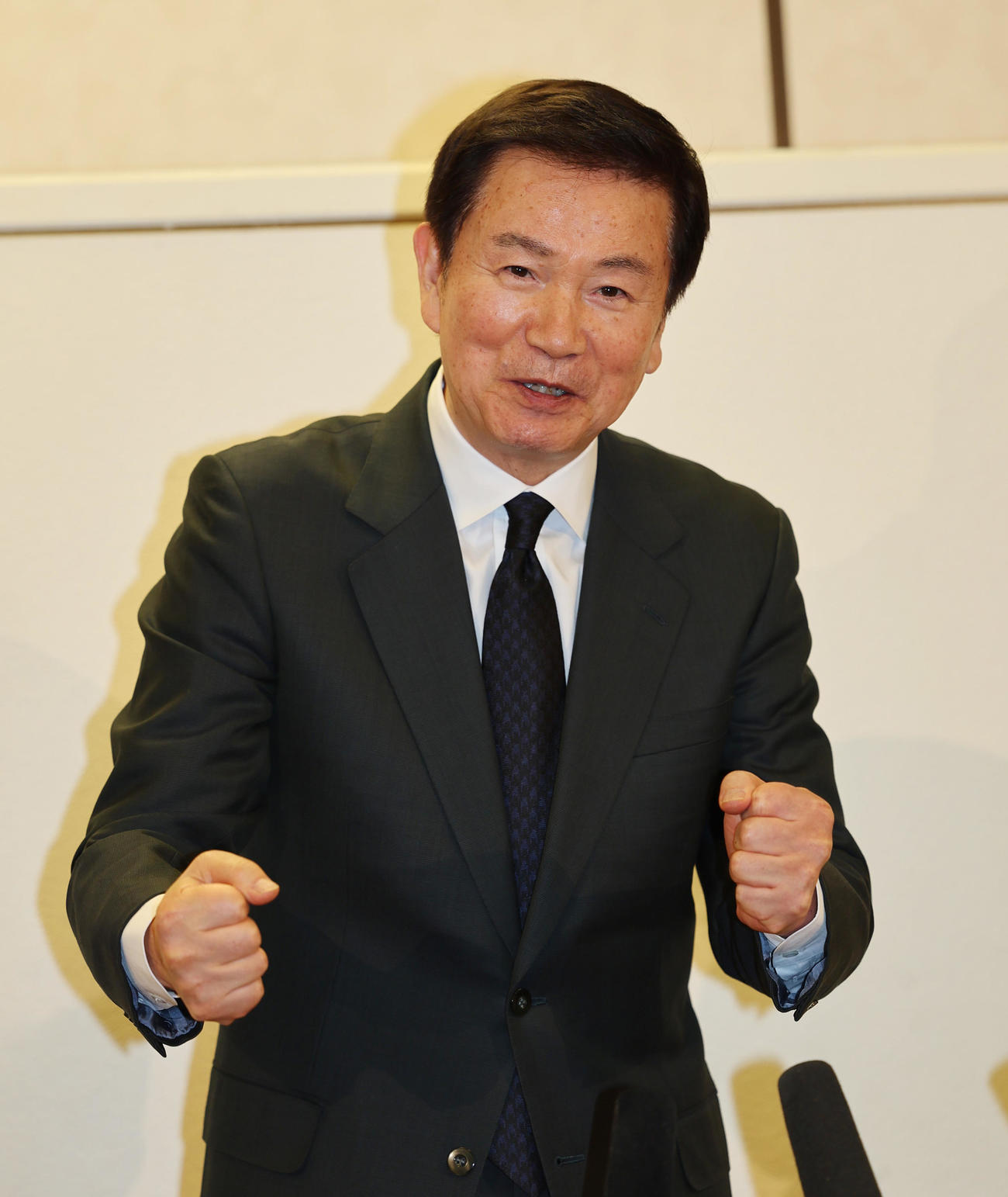 「西郷輝彦さんを偲ぶ会」に出席し思い出を語る森田健作（撮影・野上伸悟）