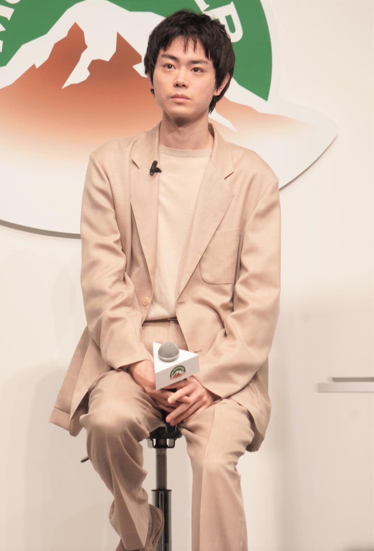 森永乳業のチルドコーヒーブランド「マウントレーニア」30周年発表会に出席した菅田将暉（撮影・佐藤成）