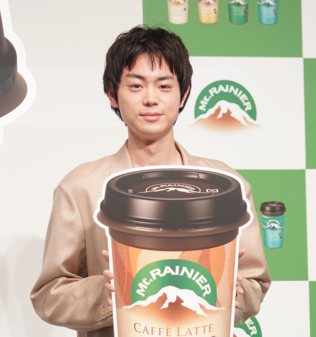 森永乳業のチルドコーヒーブランド「マウントレーニア」30周年発表会に出席した菅田将暉（撮影・佐藤成）