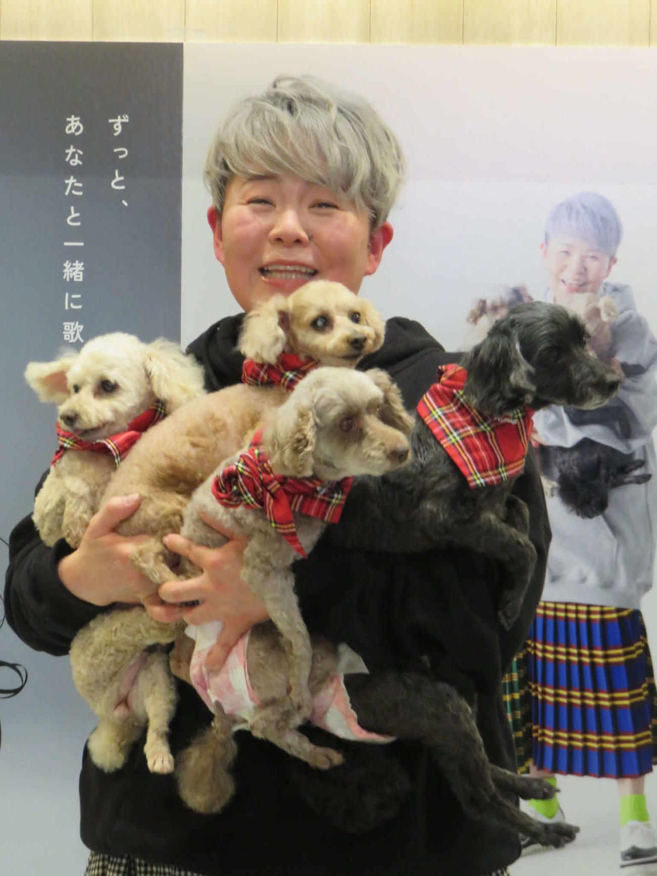 4匹の愛犬を披露する島津亜矢