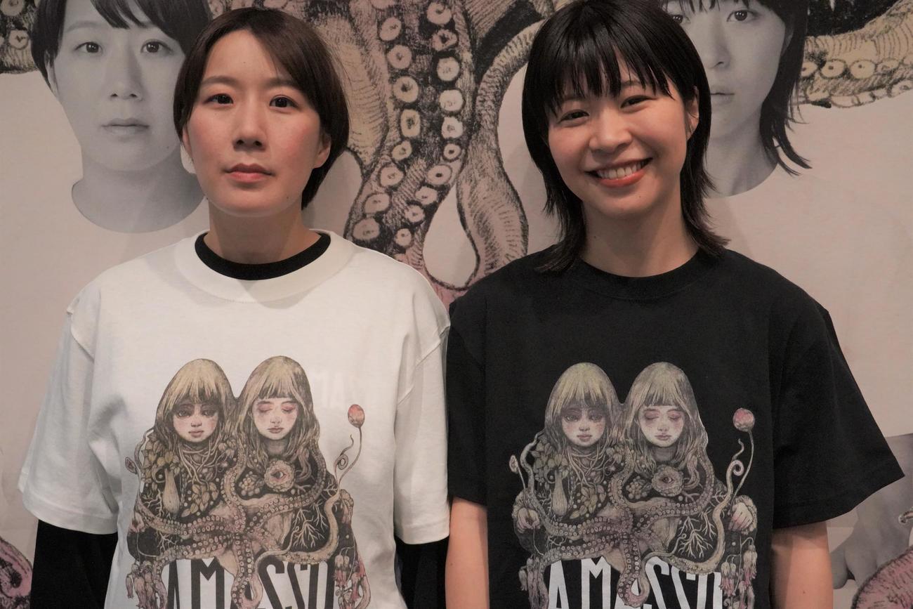 ライブ「滑稽」開催したお笑いコンビ、Aマッソの村上（左）と加納（撮影・佐藤成）