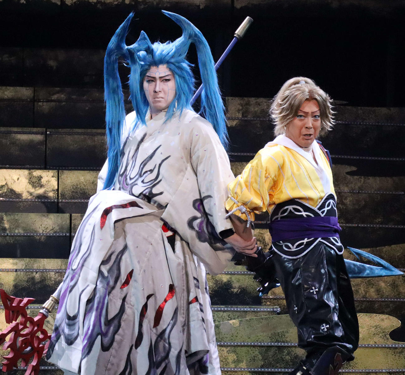 新作歌舞伎「ファイナルファンタジーX」のシーモア役の尾上松也（左）、ティーダ役の尾上菊之助