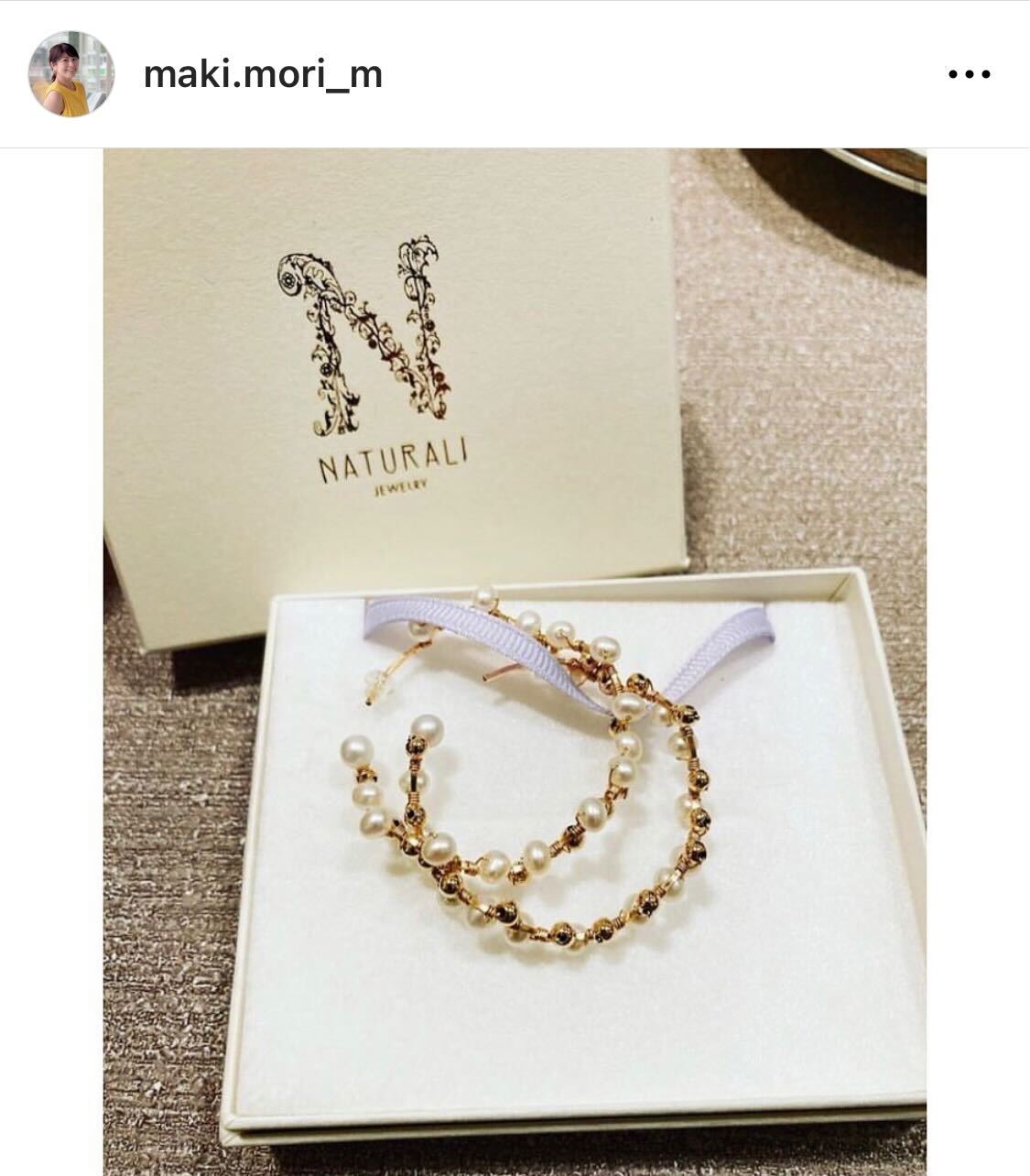 森麻季アナが妹から贈られたピアス（森麻季のインスタグラムより）
